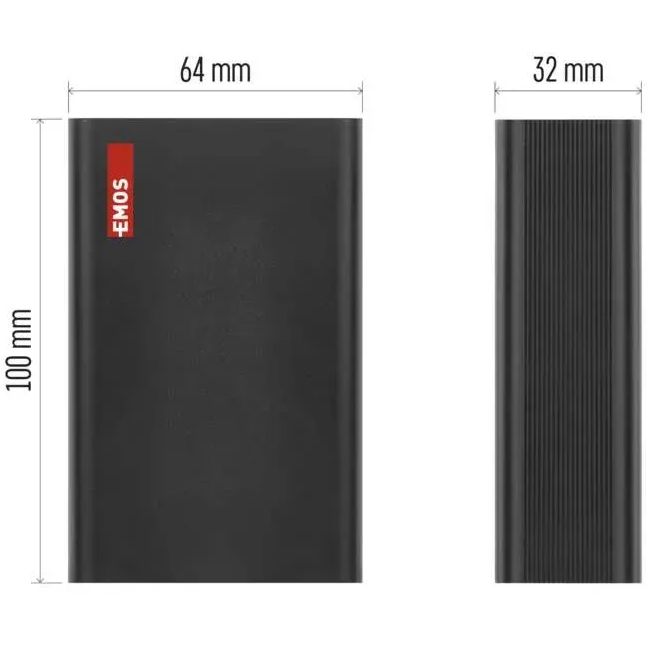 Зовнішній вигляд Powerbank EMOS B0560B 20 000 mAh Black (B0560B)