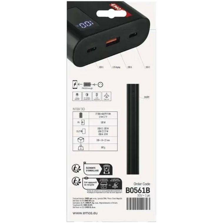 Фото 16 Powerbank EMOS B0561B 27 000 mAh Black (B0561B)