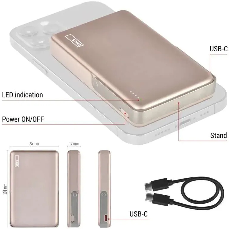 У Фокстрот Powerbank EMOS B0552RG MagSafe 10 000 mAh Rosegold (B0552RG)