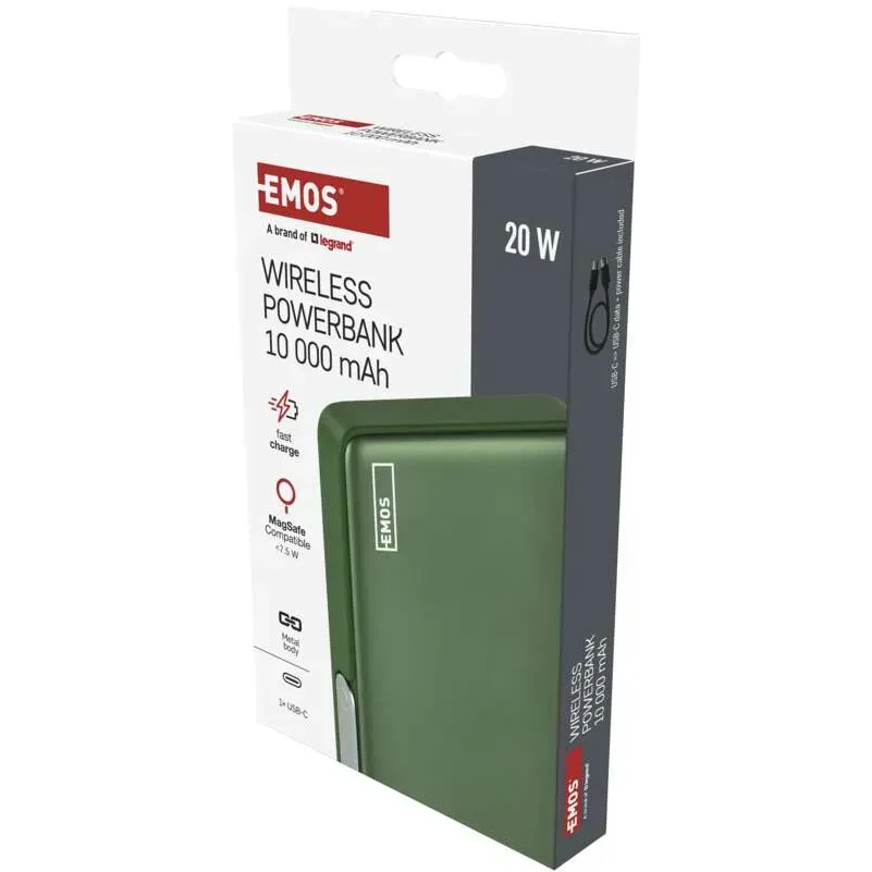 Фото 17 Powerbank EMOS B0552AG MagSafe 10 000 mAh Green (B0552AG)