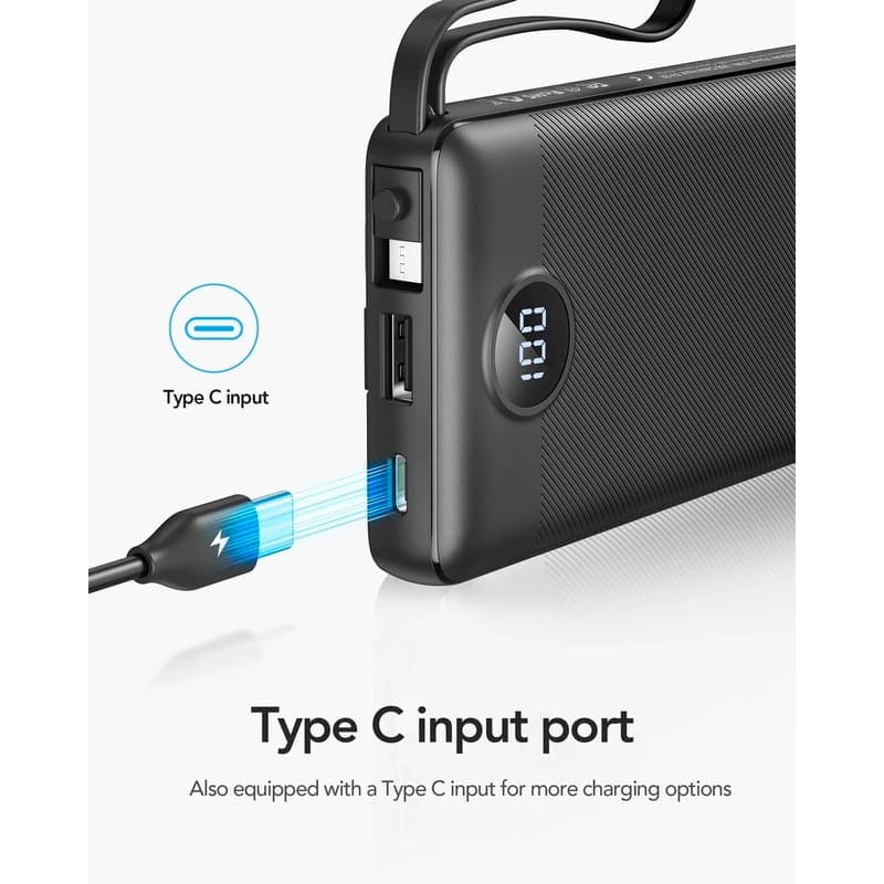 Powerbank VEGER C10 10000mAh 10.5W Black (1283126526848) Вхідний роз'єм USB Type-A, USB Type-C 