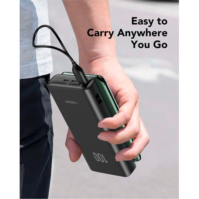 Powerbank VEGER T100 W2032C-100 20000mAh 100W Black (6970453555461) Вхідний роз'єм USB Type-A, USB Type-C 