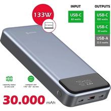 Powerbank SWISSTEN POWER BANK For Laptop 30000mAh 133W Grey (8595217484016)