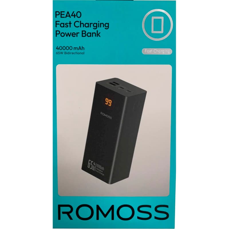 Powerbank ROMOSS PEA40S Pro 40000mAh 65W Black (PEA40-382-2131H) Вхідний роз'єм USB Type-C, Lightning