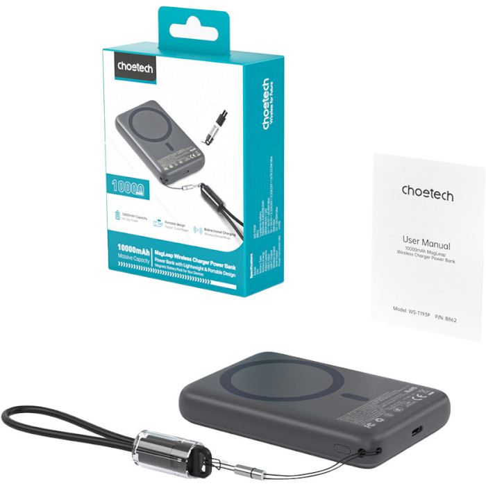 Powerbank CHOETECH B862 10000mAh Black Входной разъем USB Type-C