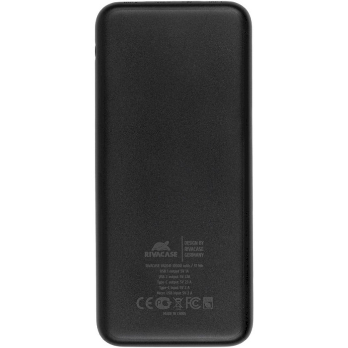 Powerbank RIVACASE VA2041 10000mAh Black Тип аккумулятора Li-Pol