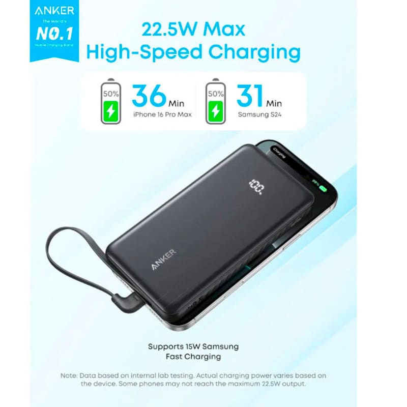 Powerbank ANKER 10000 mAh 22.5W Black (A110DH11) Емкость 10000
