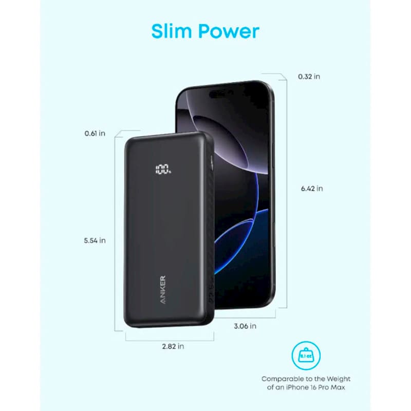 Фото Powerbank ANKER 10000 mAh 22.5W Black (A110DH11)
