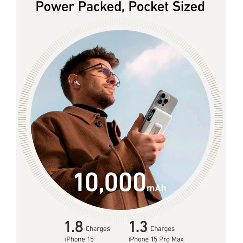 Powerbank ANKER MagGo 10000 mAh 27W White (A1654G21) Ємність 10000