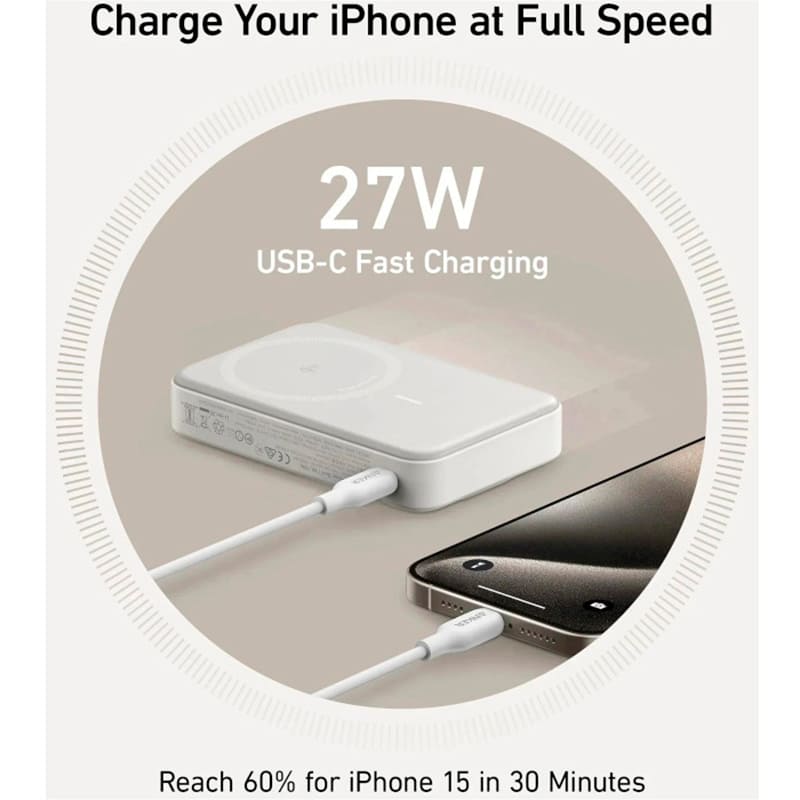 Powerbank ANKER MagGo 10000 mAh 27W White (A1654G21) Тип акумулятора Li-Pol