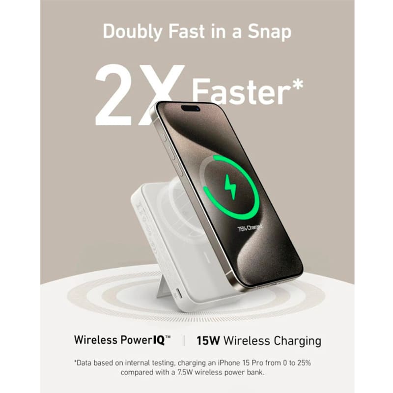 Зовнішній вигляд Powerbank ANKER MagGo 10000 mAh 27W White (A1654G21)