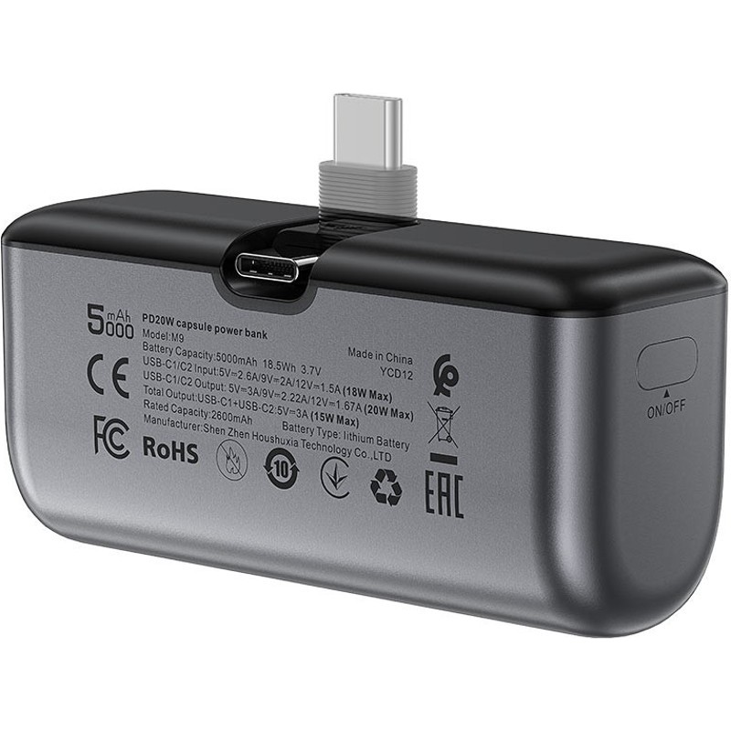 Powerbank ACEFAST M9 5000mAh 20W Black (6974316283201) Тип акумулятора Li-Pol