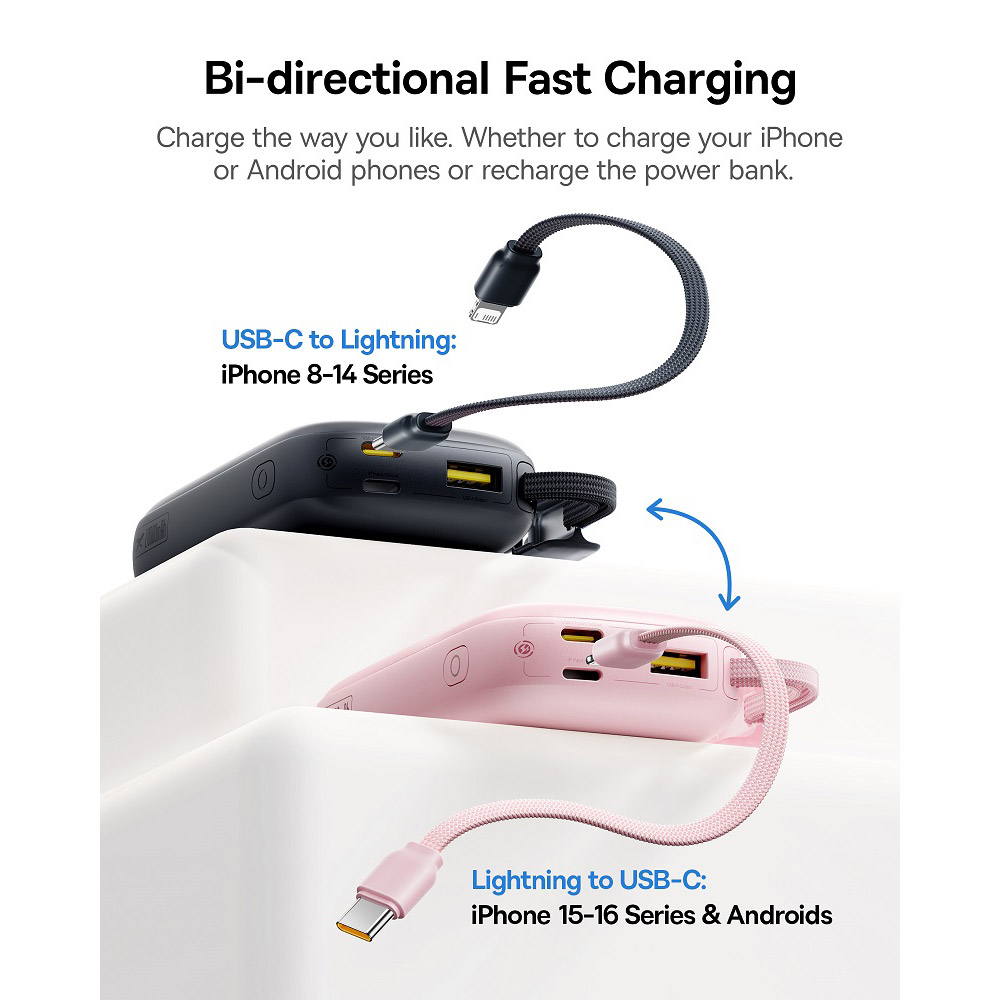 Внешний вид Powerbank BASEUS EnerFill FC21 Qpow 3 Ultra 20000mAh Digital Display with Cable 22.5W Cosmic Black (E0027M00)