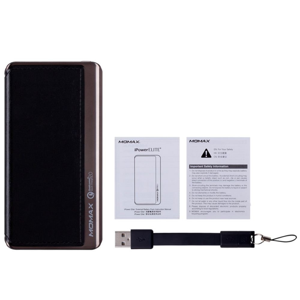 Powerbank MOMAX iPower Elite 8000mAh QC2.0 Black (IP52AD) Торговая марка MOMAX