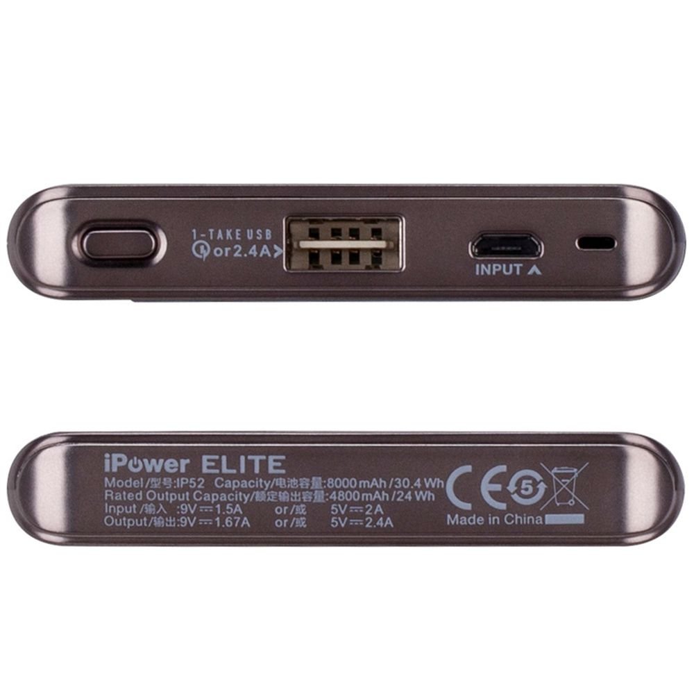 Powerbank MOMAX iPower Elite 8000mAh QC2.0 Black (IP52AD) Емкость 8000