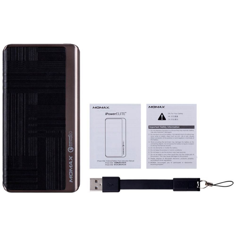 Powerbank MOMAX iPower Elite+ 8000mAh QC2.0 Emboss Black (IP52BD) Торгова марка MOMAX