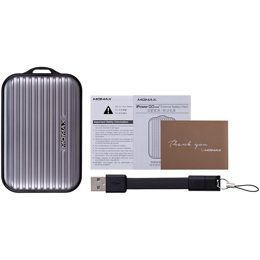 Внешний вид Powerbank MOMAX iPower GO Mini+ Luggage 10000mAh Grey (IP36AD2)