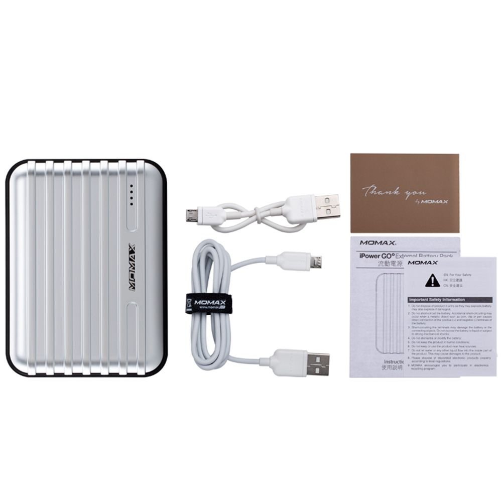 Powerbank MOMAX iPower GO+ Luggage 13200mAh Silver (IP24APS) Ємність 13200