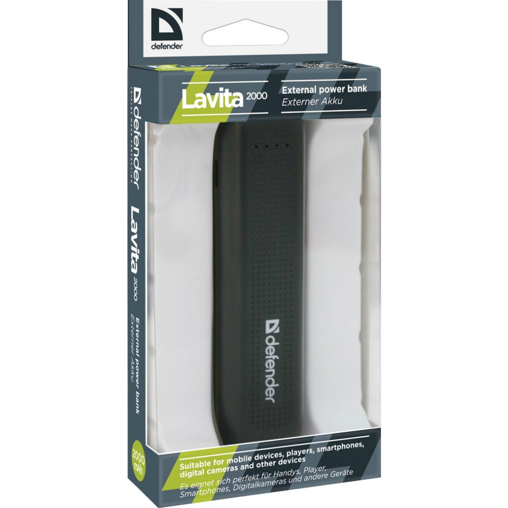 Powerbank DEFENDER Lavita 2000 (83629) Тип акумулятора Li-Ion