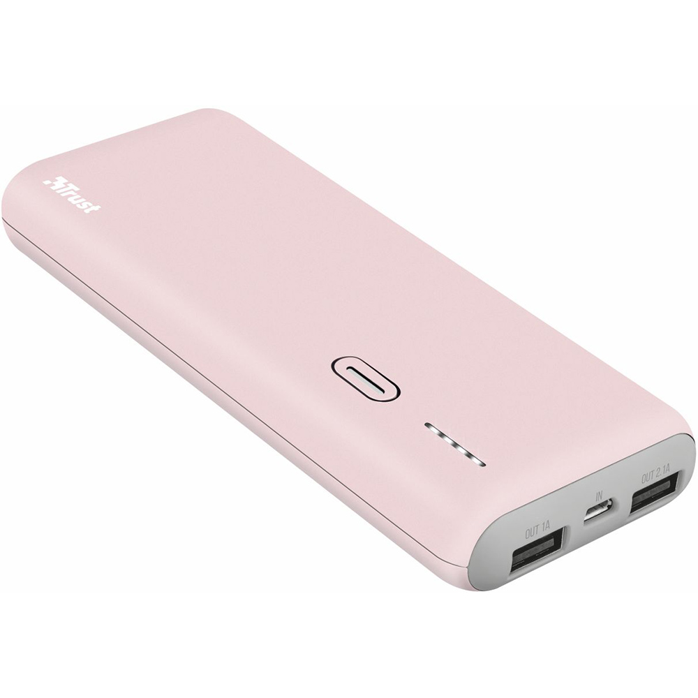 Powerbank TRUST PWB-100 10000MAH pink (22263) Комплектация  2 кабеля micro-USB для зарядки, руководство пользователя