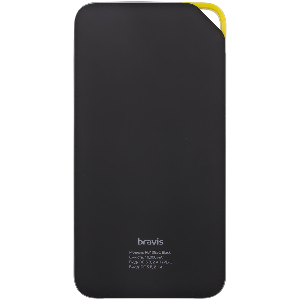 Powerbank BRAVIS PB1085C Black Комплектація  кабель USB – micro-USB, кабель USB – micro-USB Type C, гарантійний талон