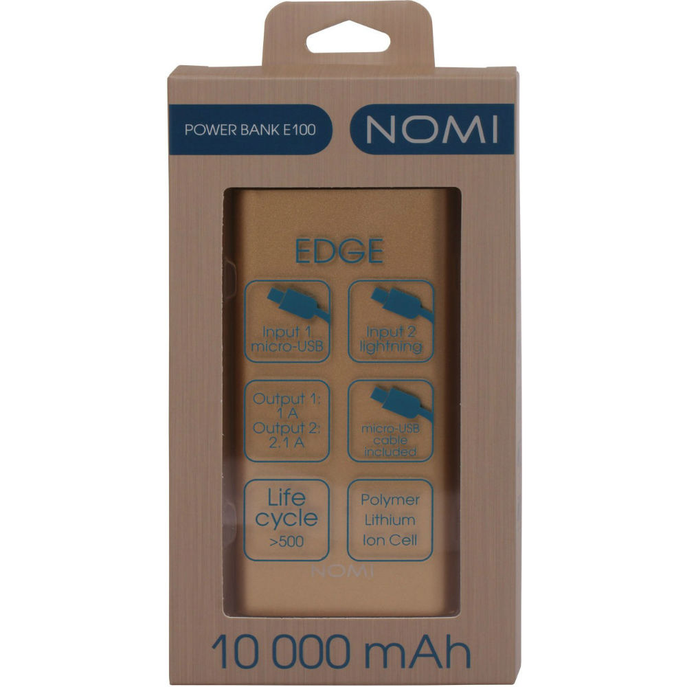 Powerbank NOMI E100 10000 mAh Gold Тип акумулятора Li-Pol