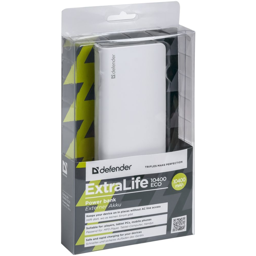 Фото 4 Powerbank DEFENDER ExtraLife 10400 ECO white