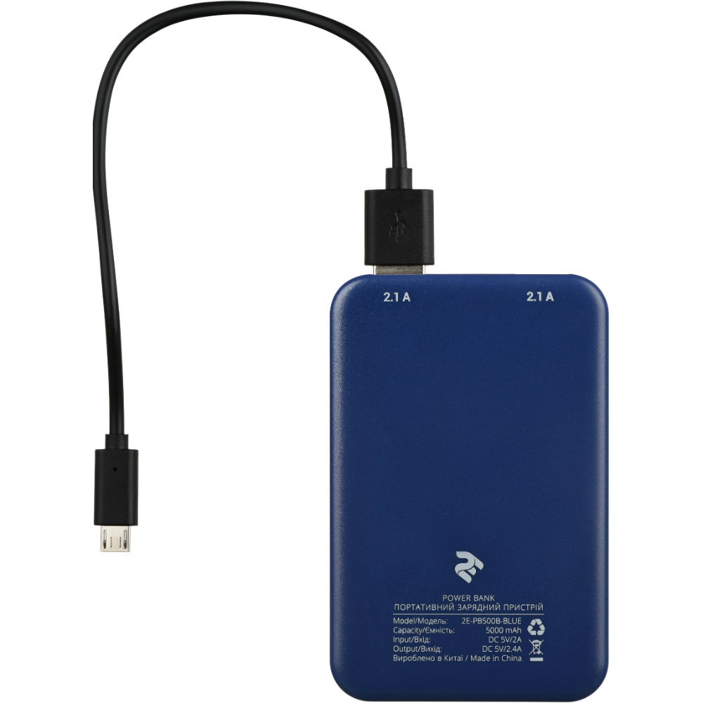 Powerbank 2E 5000 мА/год, BLUE (2E-PB500B-BLUE) Торгова марка 2E