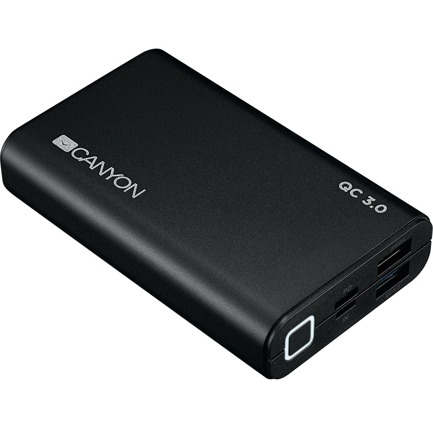 Powerbank CANYON Quick Charge 10000 mAh Black (CND-TPBQC10B) Емкость 10000