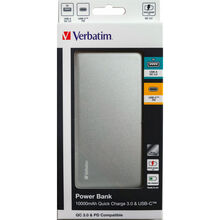 Powerbank VERBATIM 10000mAh SILVER METAL QC3 & USB-C (49576)