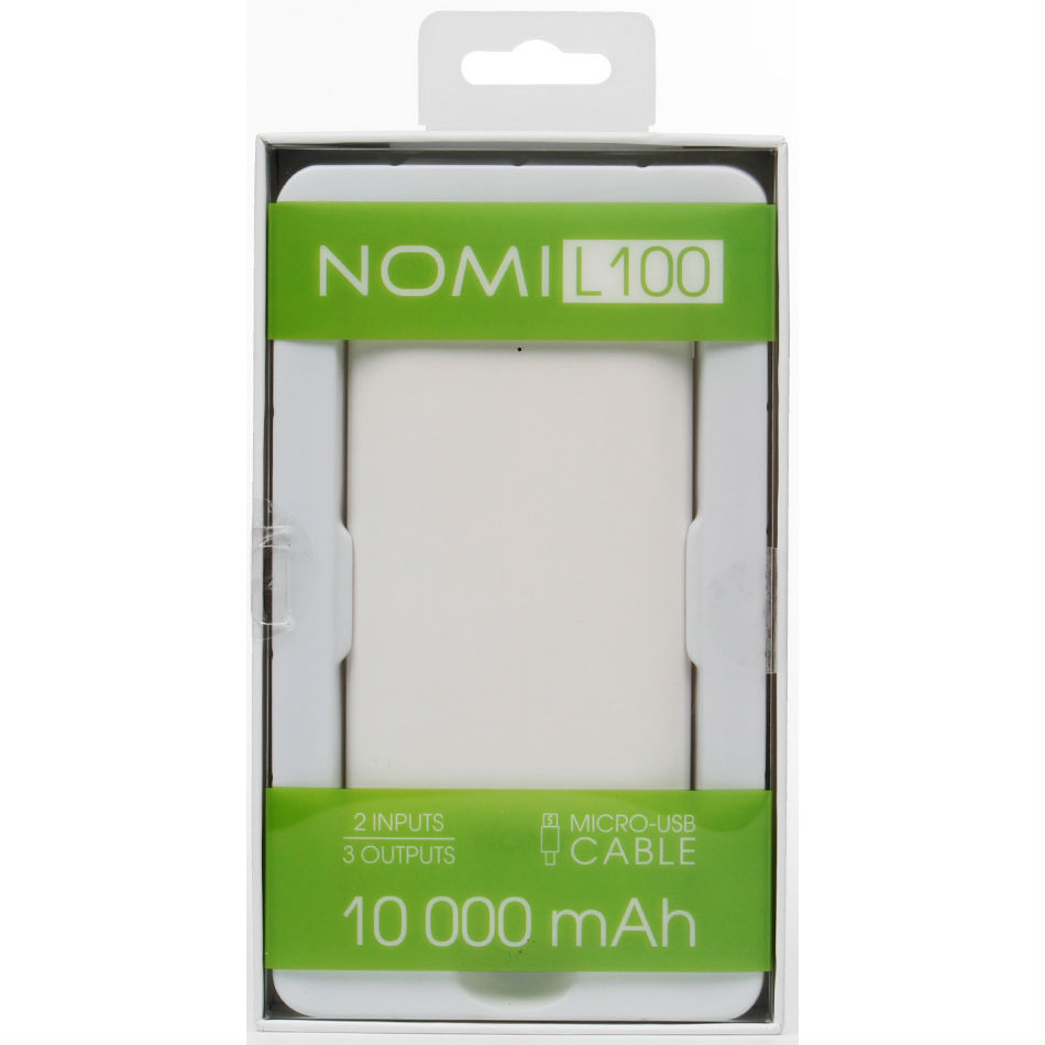 Powerbank NOMI L100 10000mAh White Комплектація  powerbank, кабель micro-USB