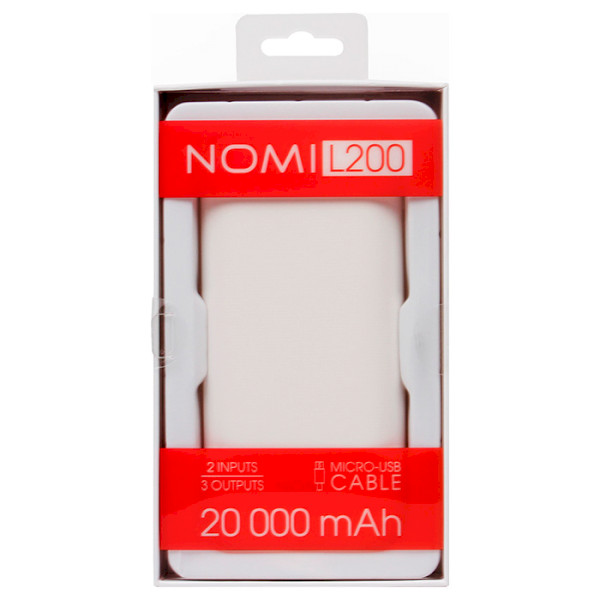 Powerbank NOMI L200 20000mAh White Комплектація  powerbank, кабель micro-USB