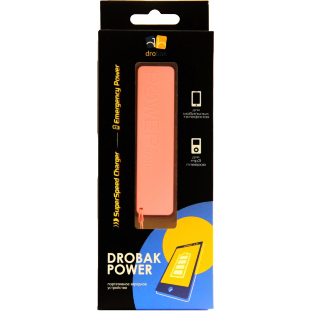 Powerbank DROBAK Power-1200 (Li-Pol/Pink) 605314 Емкость 1200