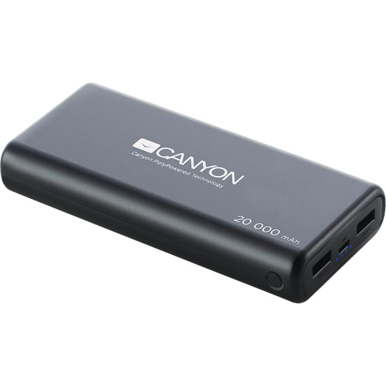 Powerbank CANYON 20000 мАч (CNS-CPBP20B) Комплектация  универсальный USB-кабель 3-в-1 (micro-USB, USB Type-C, Lightning)