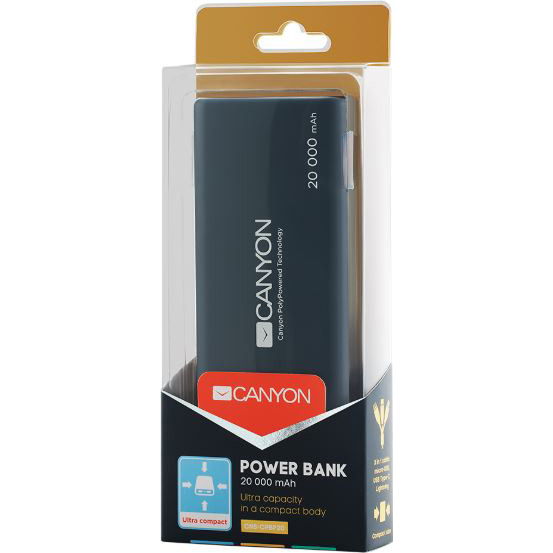 Powerbank CANYON 20000 мАч (CNS-CPBP20B) Емкость 20000