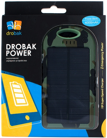 Powerbank DROBAK Solar Power-4000 (Li-Pol/Khaki) Тип акумулятора Li-Ion