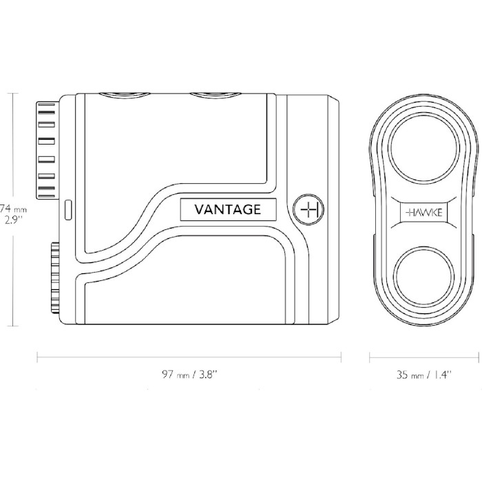 Лазерний далекомір HAWKE LRF Vantage 900 LCD (41202) Інші особливості вимірюваний кут - 90°; поле зору на 1000 м - 140 м