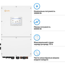 Гібридний інвертор SOLIS 30KW HV-battery 4 MPPT Wi-Fi 220/380V (S6-EH3P30K-H)