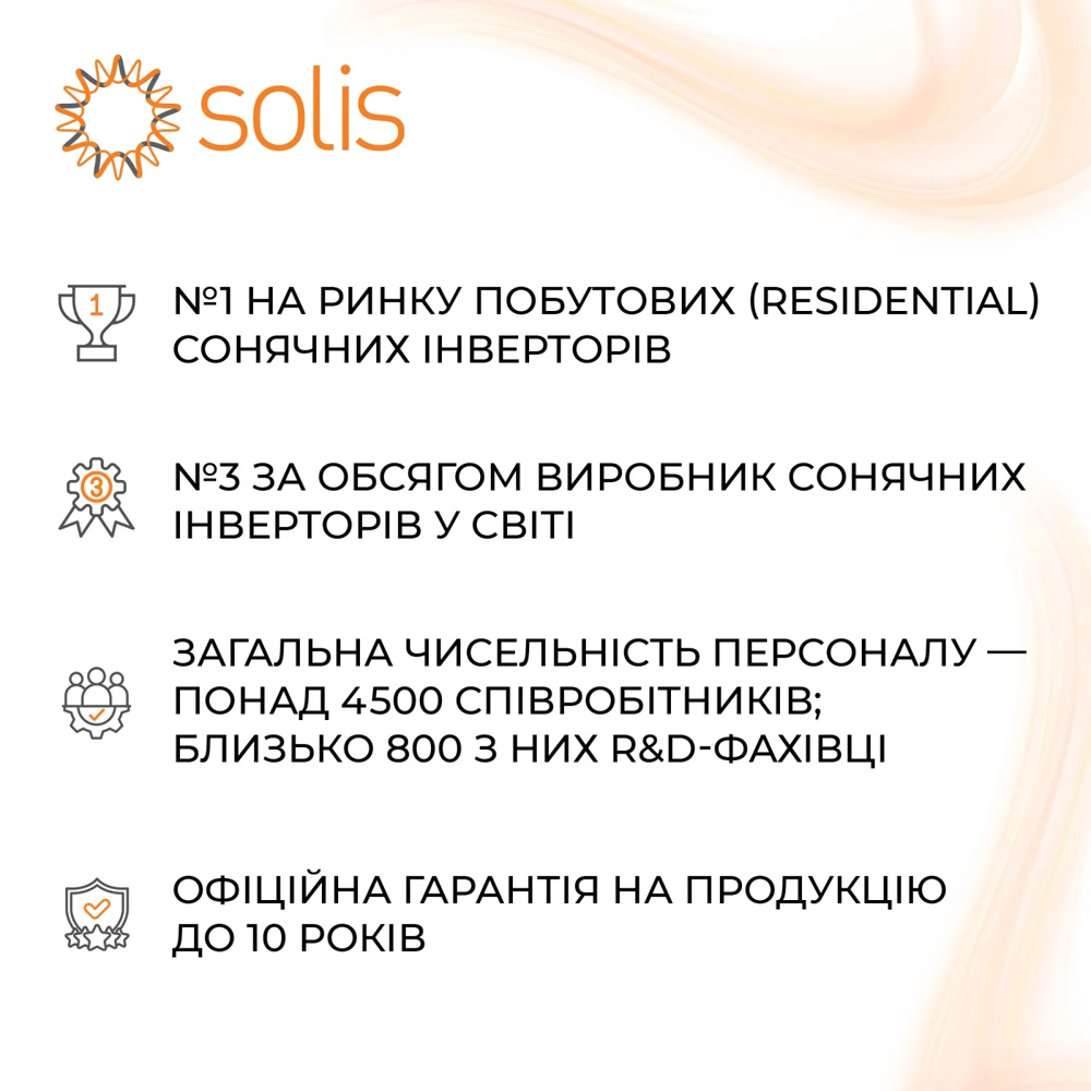 Гібридний інвертор SOLIS 30KW HV-battery 4 MPPT Wi-Fi 220/380V (S6-EH3P30K-H) Потужність 30000