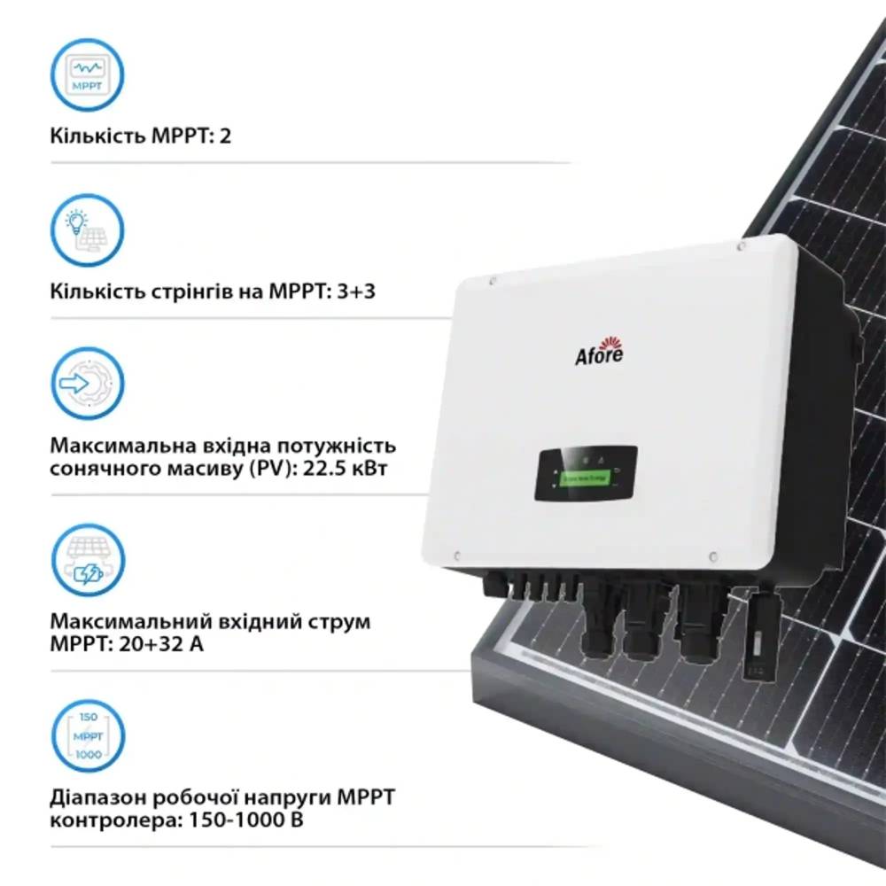 Гибридный инвертор AFORE 15KW HV-battery 2 MPPT Wi-Fi 220/380V (AF15K-TH(Aton)) Гибридный инвертор AFORE 15KW HV-battery 2 MPPT Wi-Fi 220/380V (AF15K-TH(Aton)) Входное напряжение 280