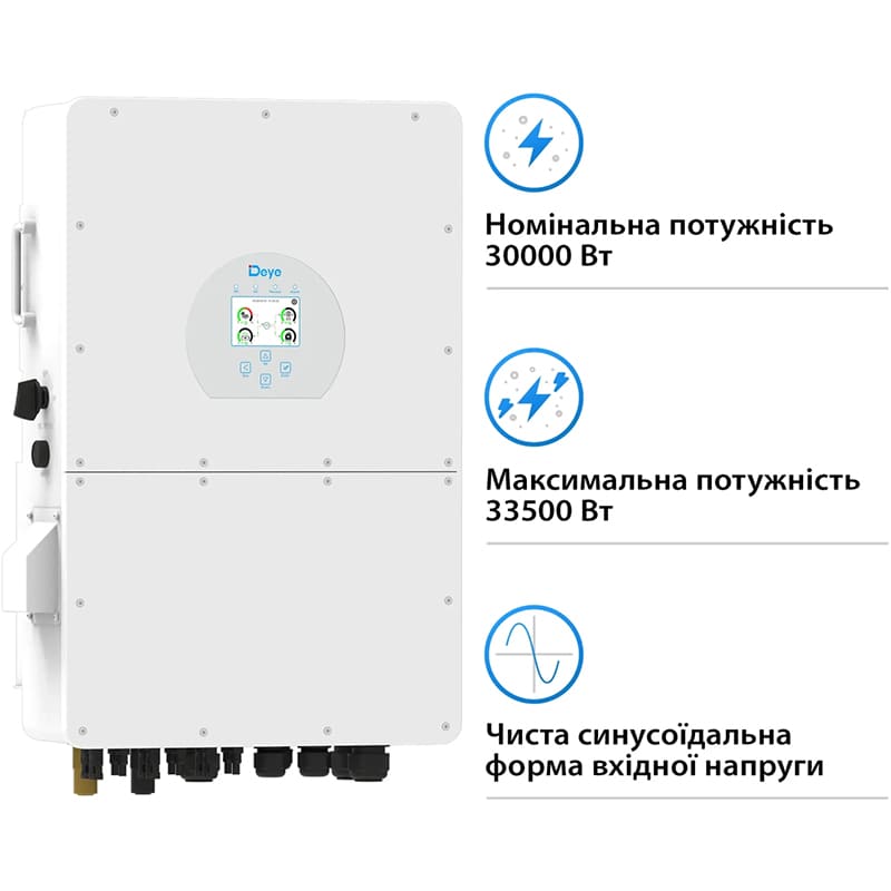 Інвертор DEYE SUN-30K-SG02HP3-EU-AM3 30kW 220/380V Потужність 30000