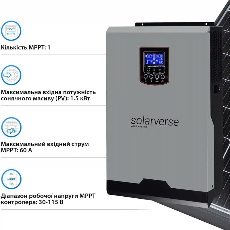 Інвертор SOLARVERSE Ampere 3kW 24V 220V (SV3024A) Вхідна напруга 230