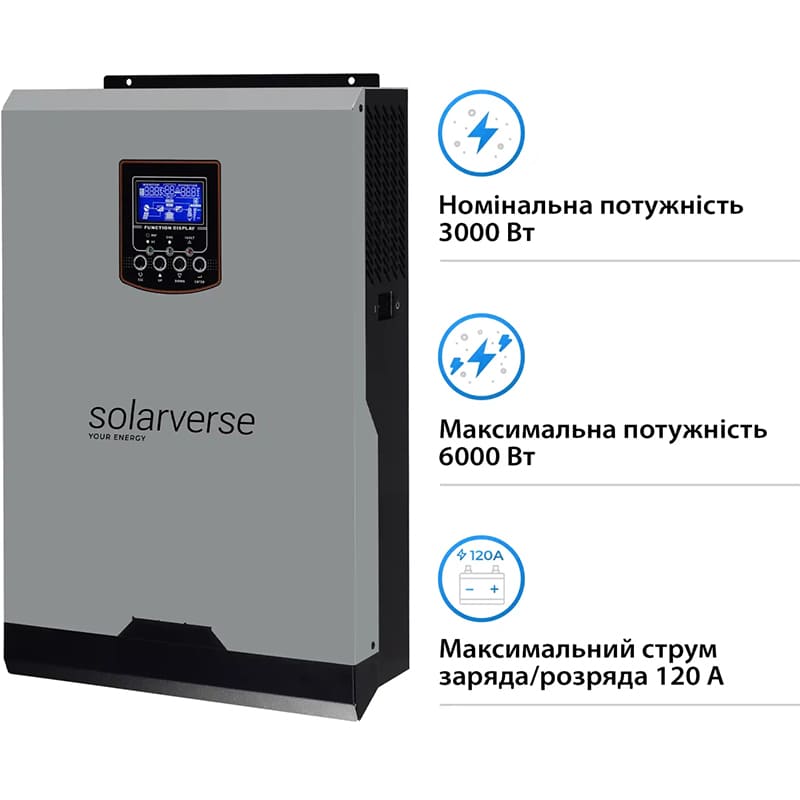 Інвертор SOLARVERSE Ampere 3kW 24V 220V (SV3024A) Комплектація Інструкція, гарантія