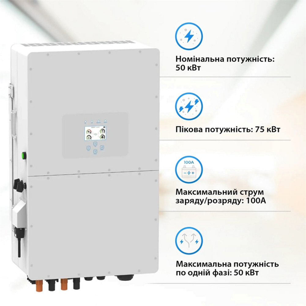 Фото 4 Гибридный инвертор DEYE SUN-50K-SG01HP3-EU-BM4 50KW4 MPPT Wi-Fi 220/380V Т