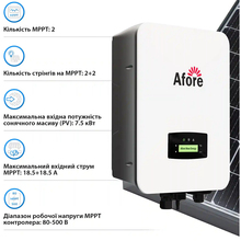 Гібридний інвертор AFORE AF5K-SLP 5KW 48V 2 MPPT Wi-Fi 220V Однофазний (AF5K-SLP)