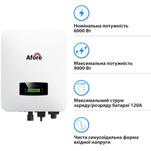 Гібридний інвертор AFORE AF6K-SLP 6KW 48V 2 MPPT Wi-Fi 220V Однофазний (AF6K-SLP)