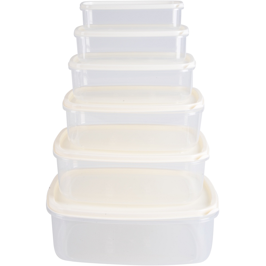 Набір контейнерів VIOLET HOUSE LIGHT CREAM 6 шт (0496 LIGHT CREAM прям. наб. LARGE) Об'єм ємностей в наборі 0.3; 0.5; 0.85; 1.35; 2; 3.1
