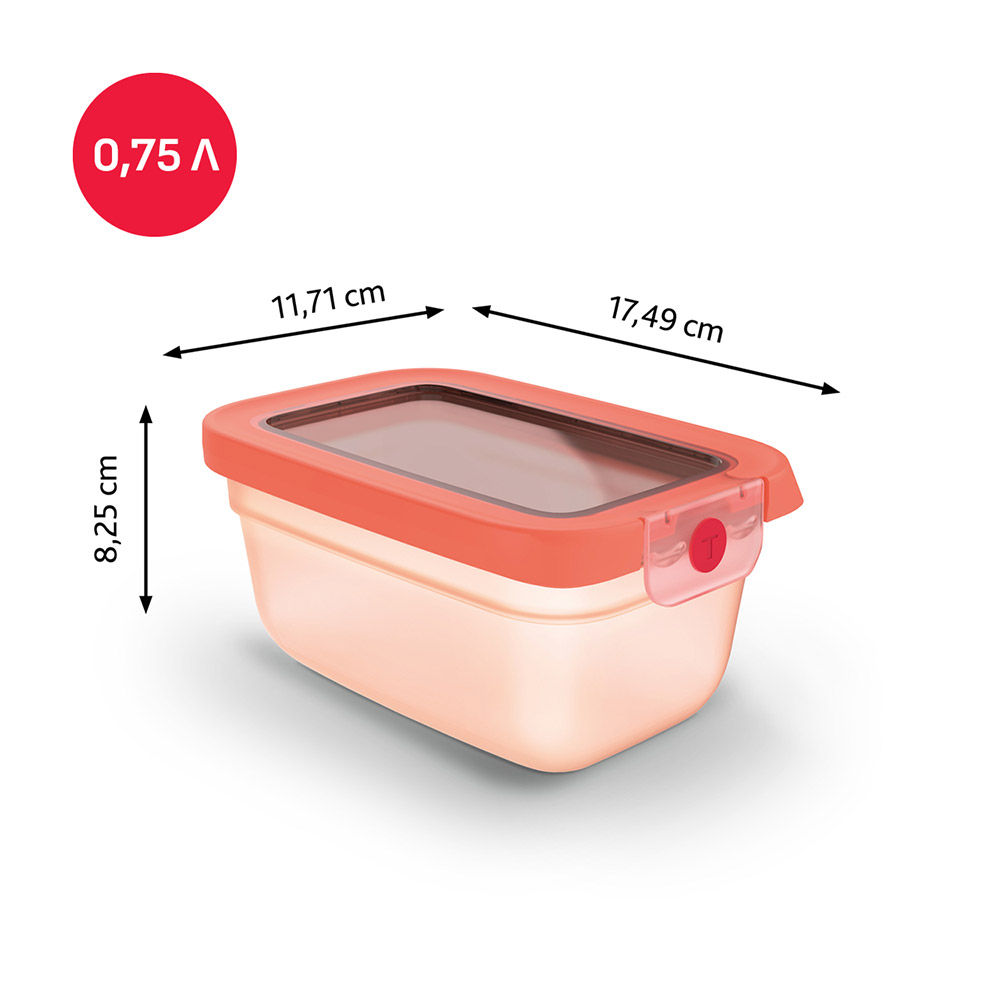 Контейнер TEFAL oneClick 0.75 л Orange (N1210510) Особливості система OneClick, 100% герметичність