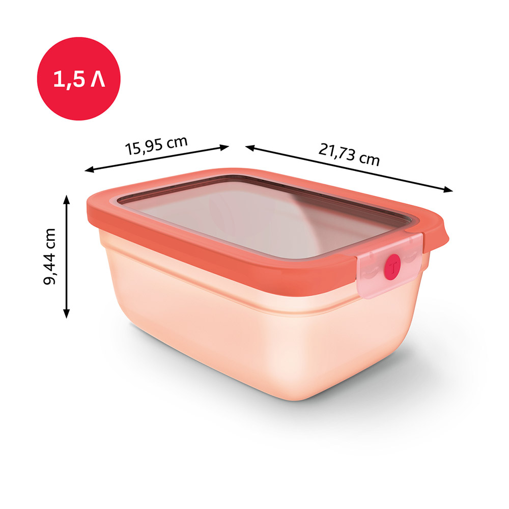 Контейнер TEFAL oneClick 1.5 л Orange (N1211110) Особливості система OneClick, 100% герметичність