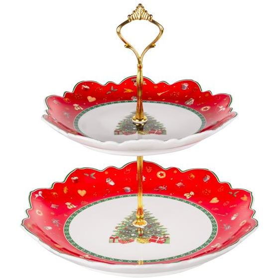 Блюдо LEFARD Christmas Delight двоярусна 21.5/26.5 см Red (985-211)
